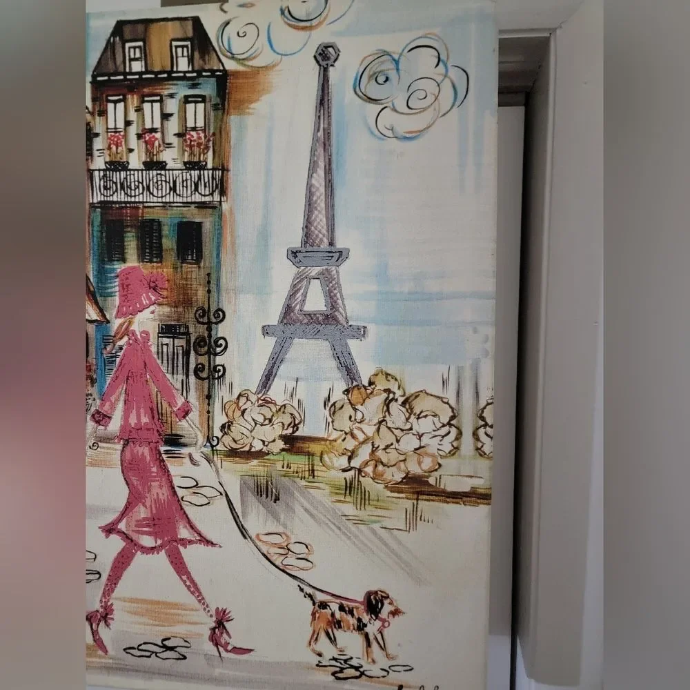 🆕️🖼Colleen Karis COME WITH ME TO PARIS Painting Canvas Signed By Leisel Long